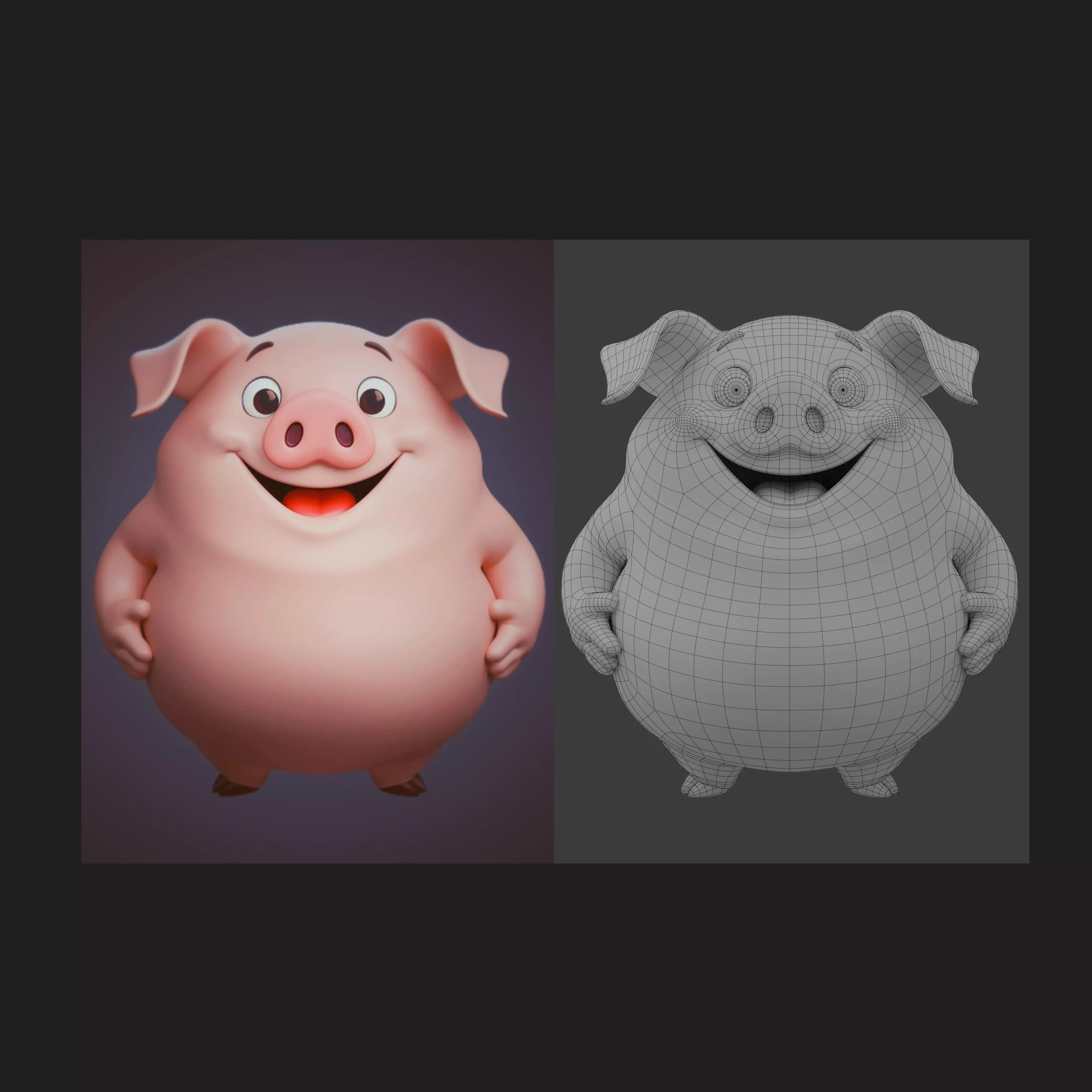 Pig Cartoon 3D model_1