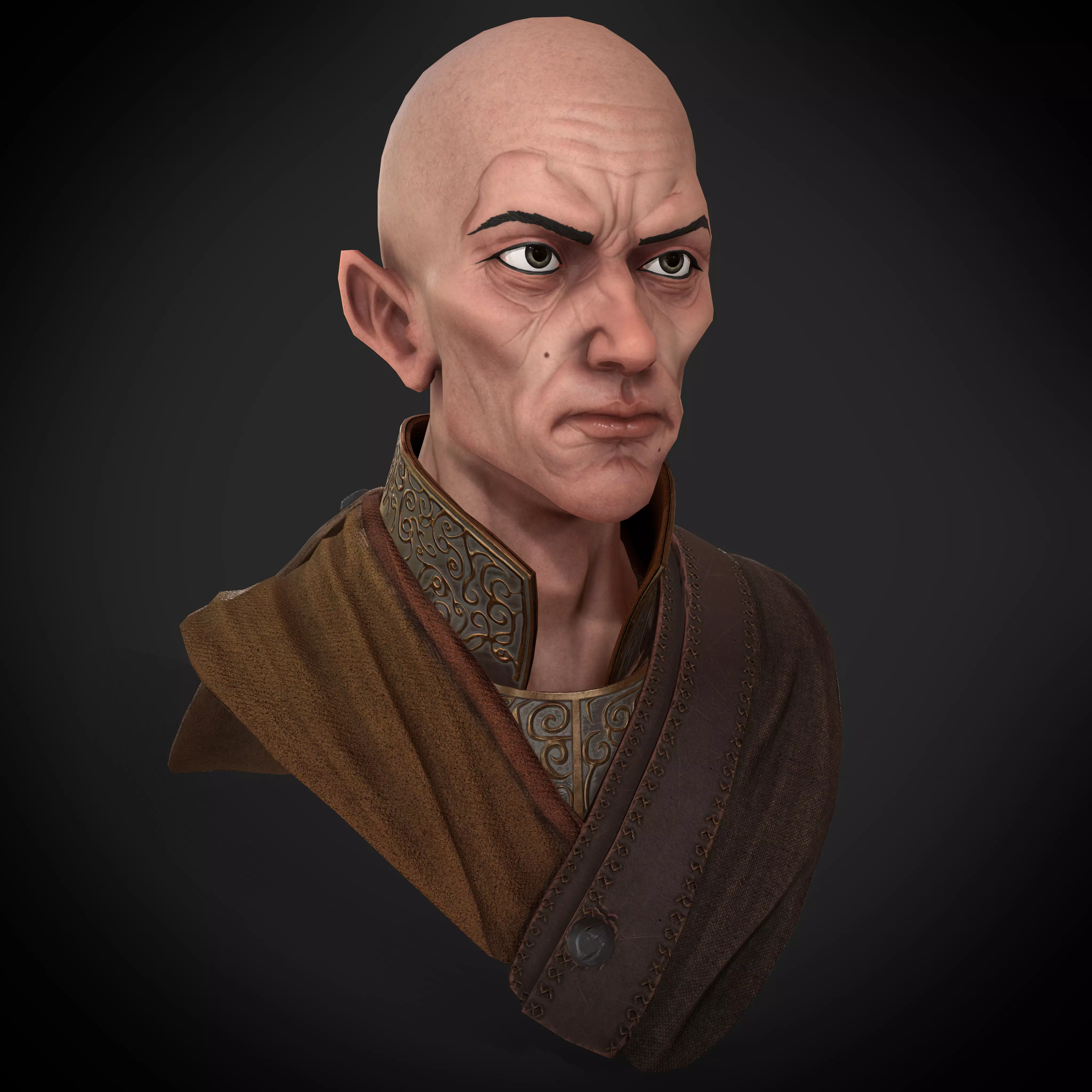 Realistic Male Bust Game Ready 3D Model 3D model_4