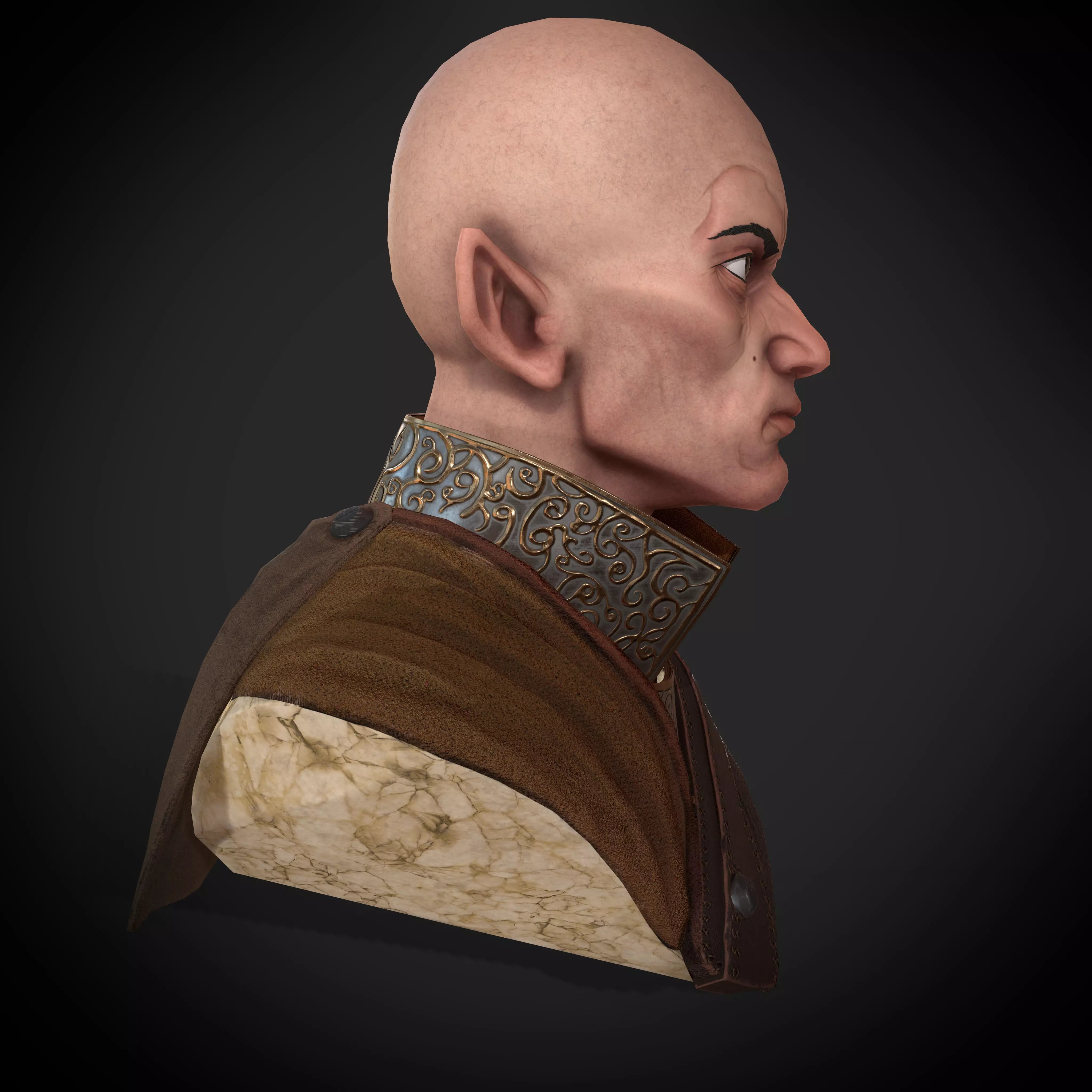 Realistic Male Bust Game Ready 3D Model 3D model_3