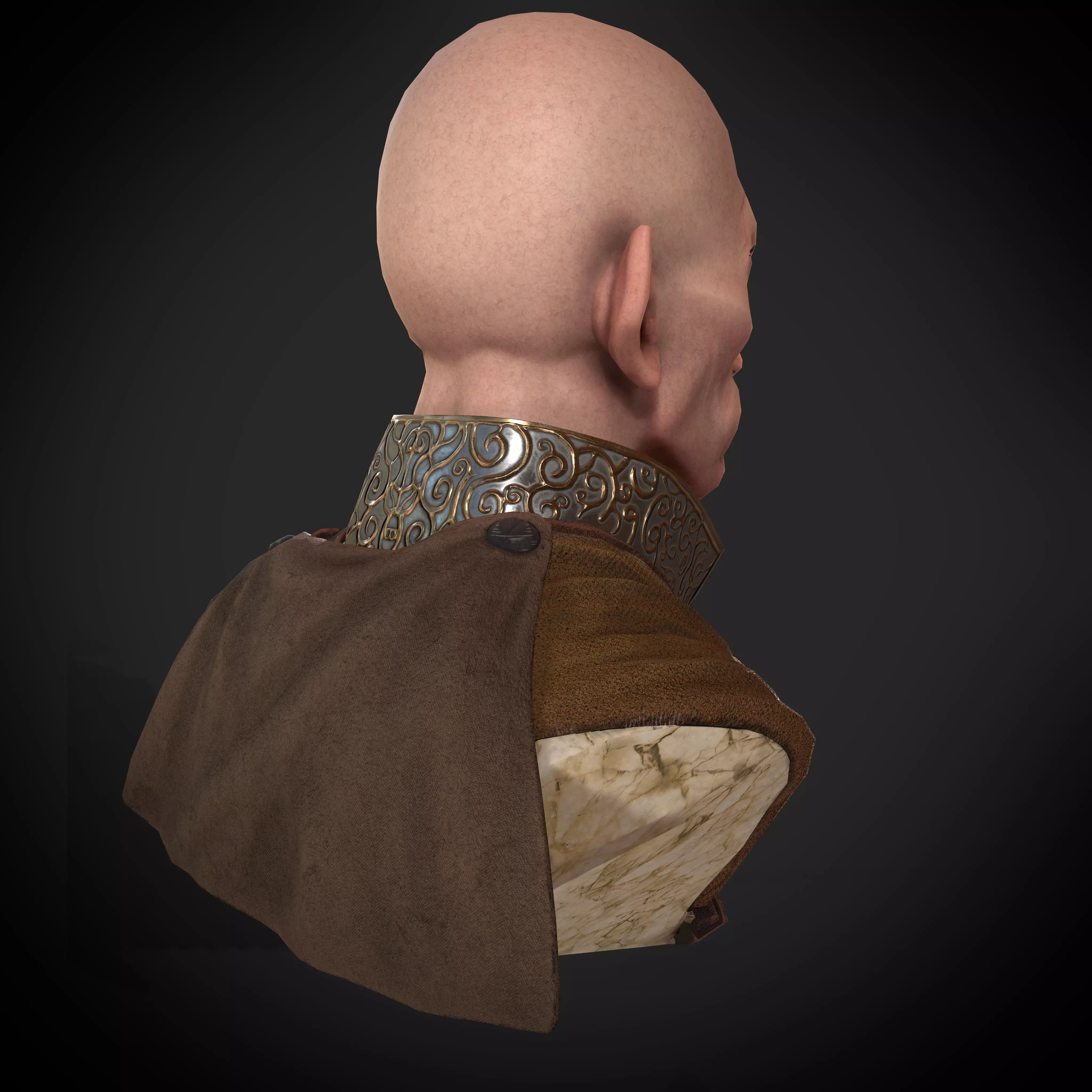 Realistic Male Bust Game Ready 3D Model 3D model_8