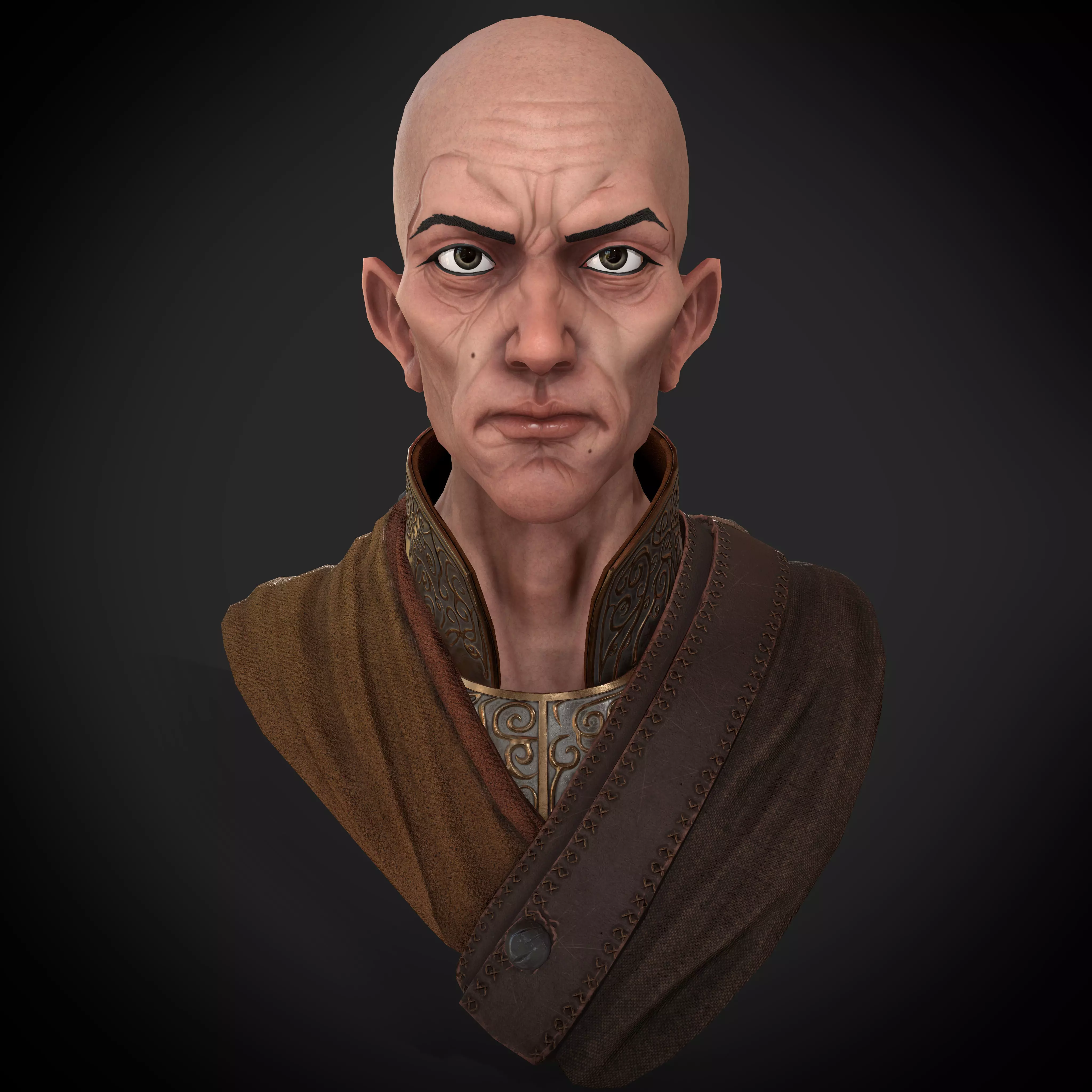 Realistic Male Bust Game Ready 3D Model 3D model_0