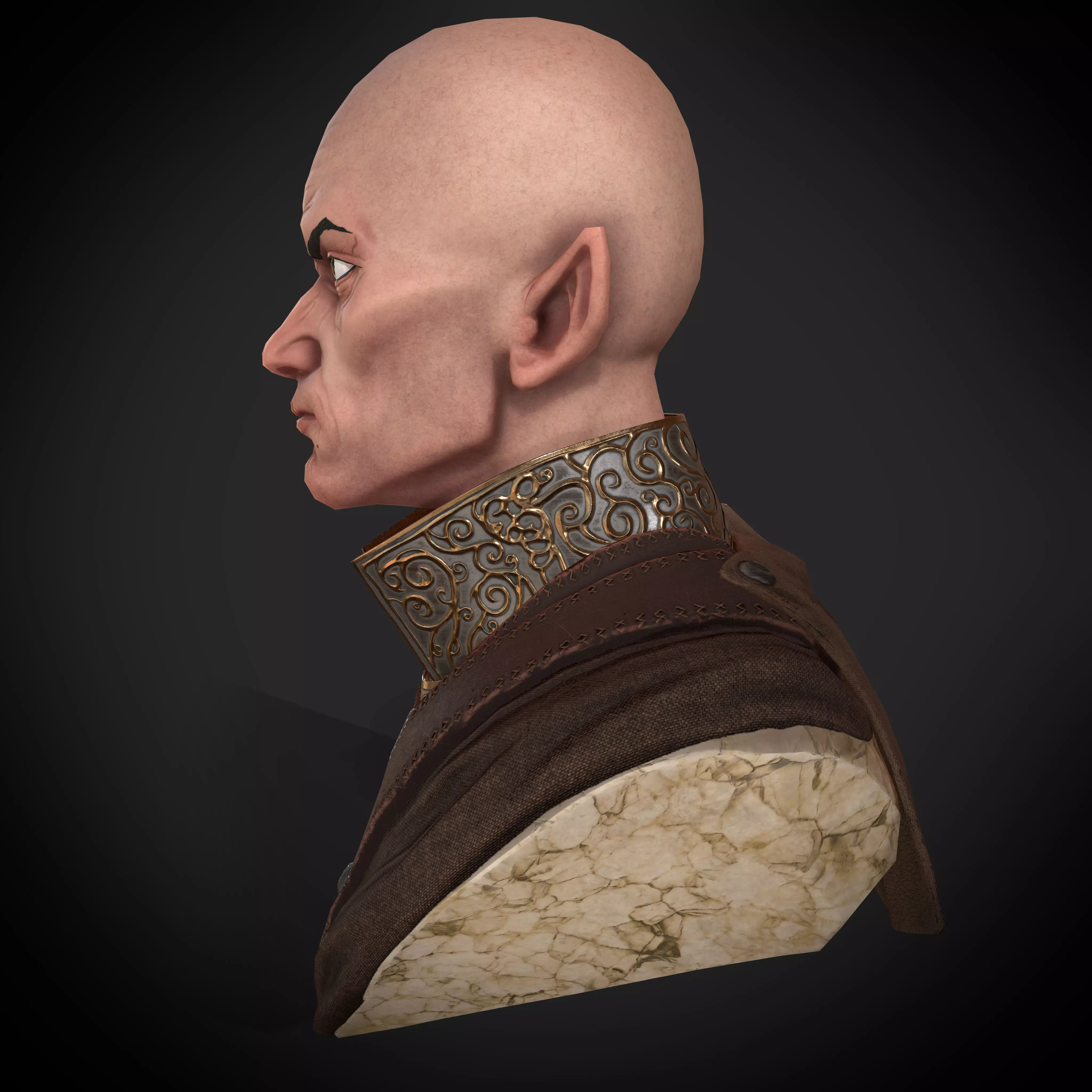 Realistic Male Bust Game Ready 3D Model 3D model_7