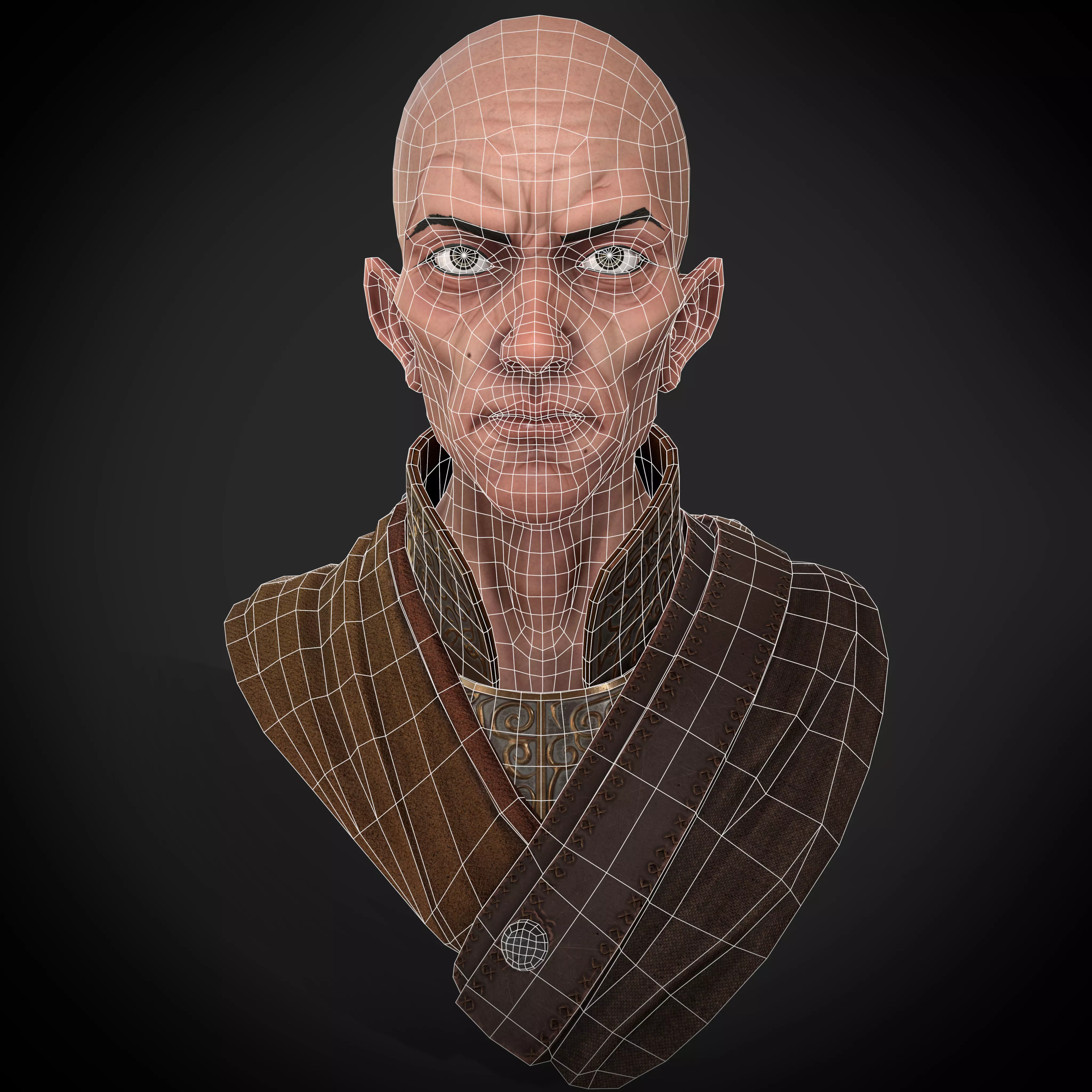 Realistic Male Bust Game Ready 3D Model 3D model_9