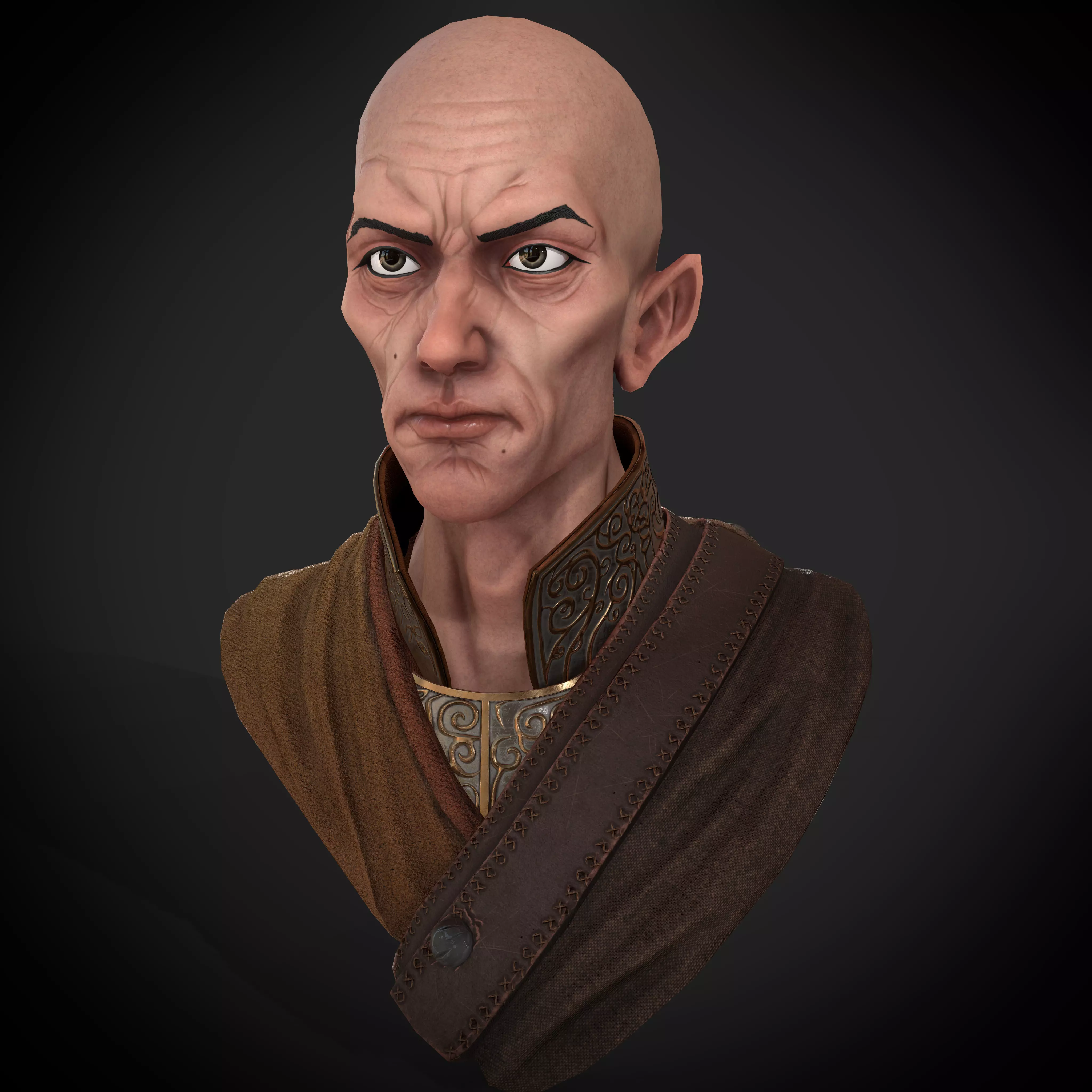 Realistic Male Bust Game Ready 3D Model 3D model_2