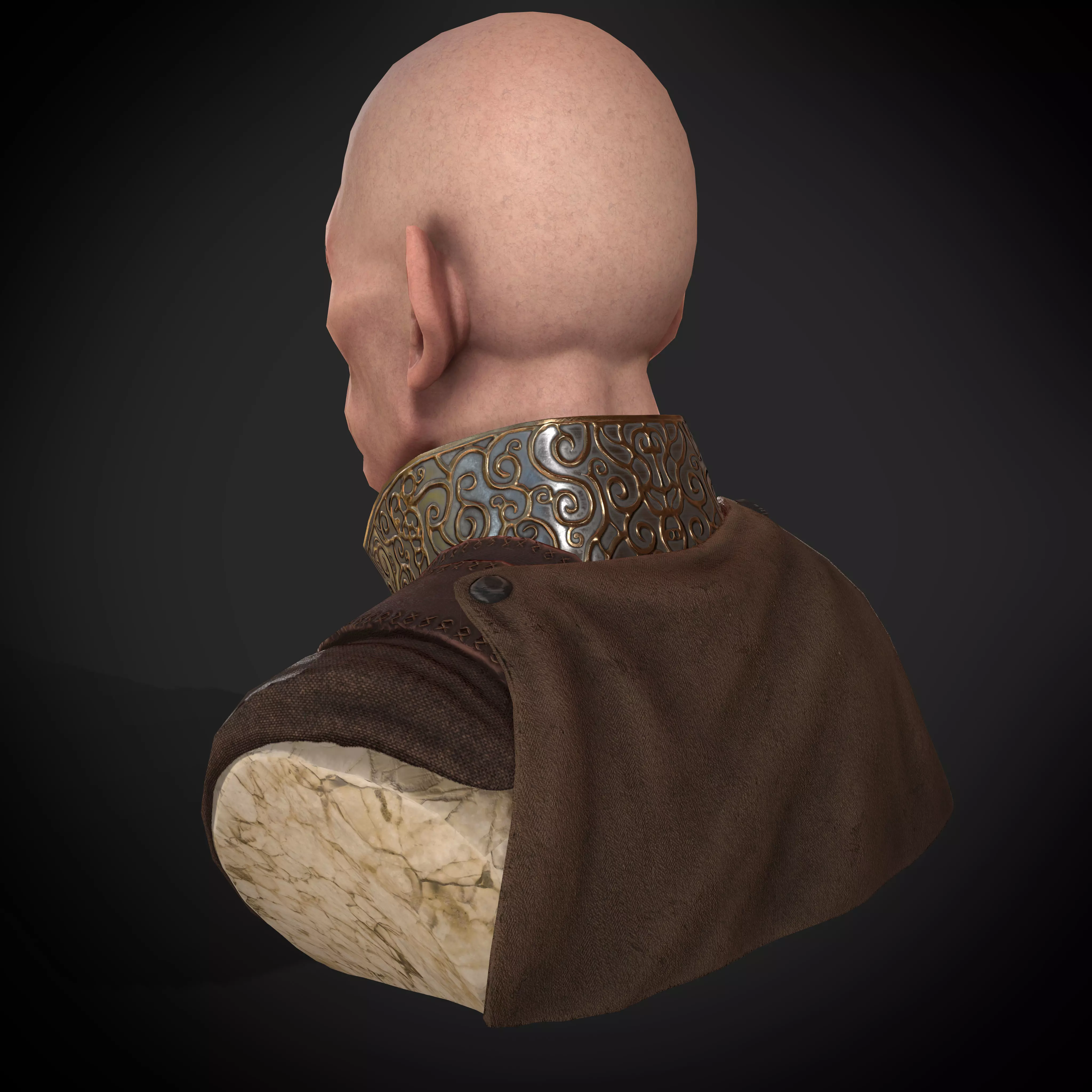 Realistic Male Bust Game Ready 3D Model 3D model_6