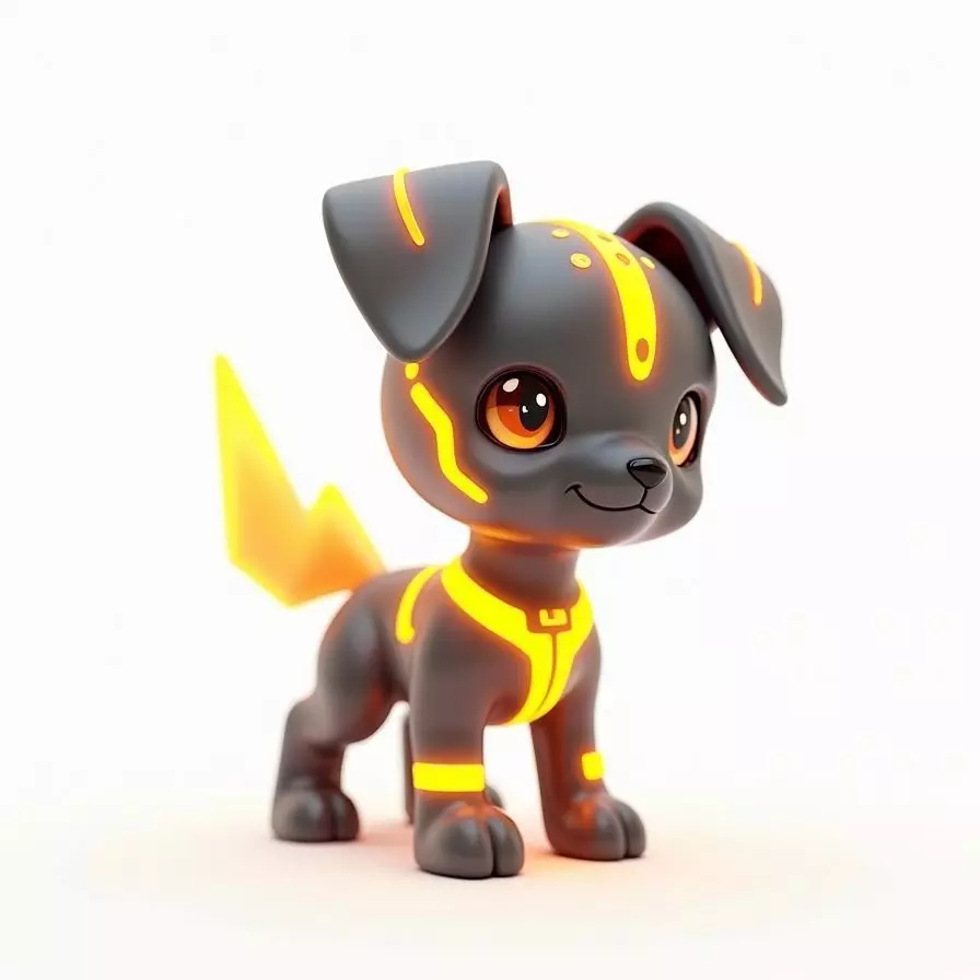Lumipup Puppy Creature 3D Model Neon Glow Companion Low-poly 3D model_0
