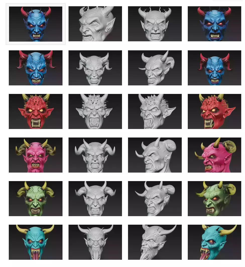 Infernal Demon Heads - Stylized Fantasy Bust Collection _0