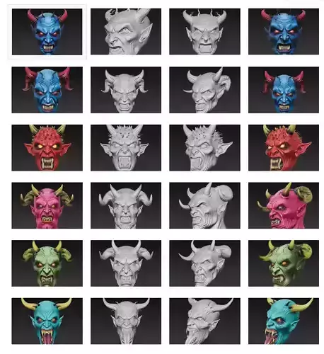Infernal Demon Heads - Stylized Fantasy Bust Collection