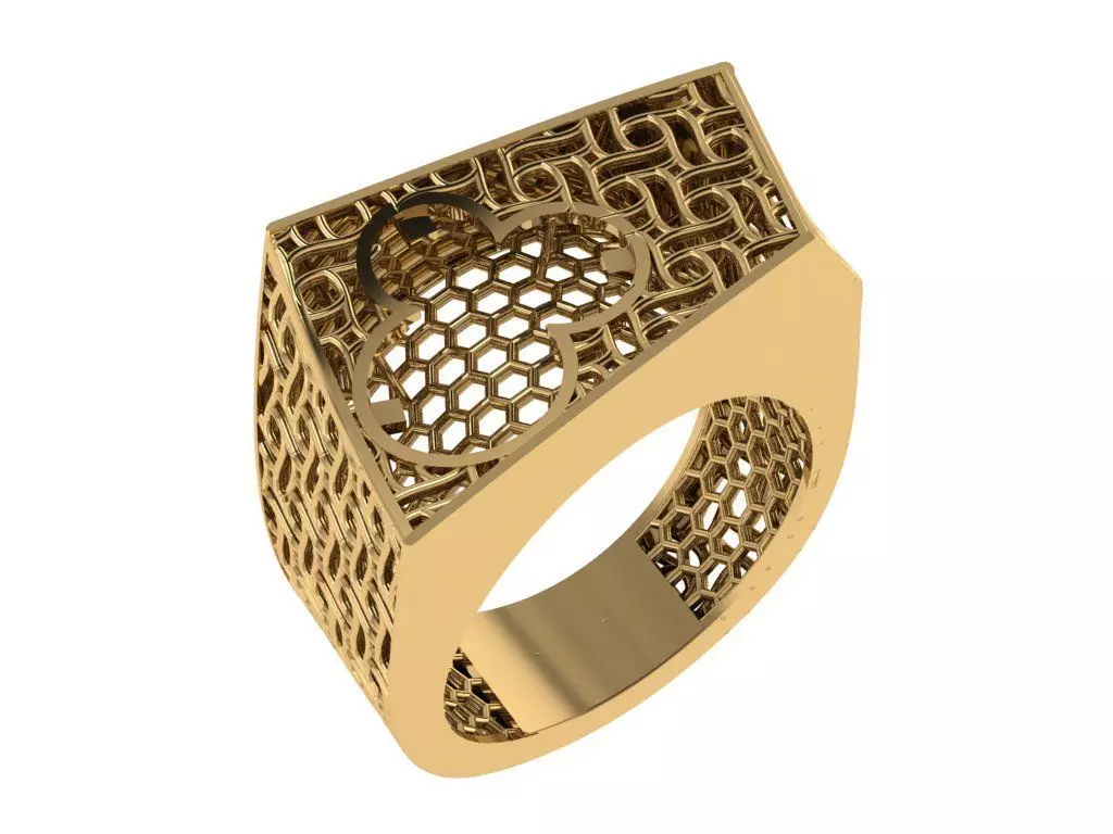 Custom Design Gold Bracelet and ring and earring full set 3D print model_3