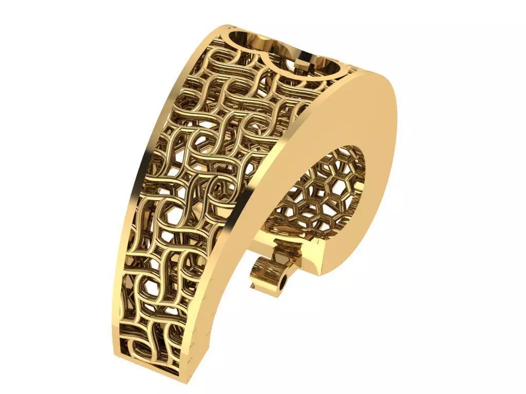 Custom Design Gold Bracelet and ring and earring full set 3D print model_1