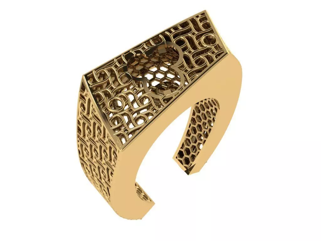 Custom Design Gold Bracelet and ring and earring full set 3D print model_0