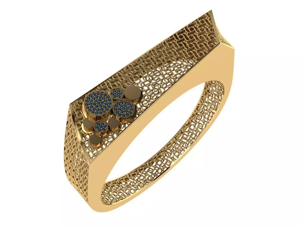 Custom Design Gold Bracelet and ring and earring full set 3D print model_2