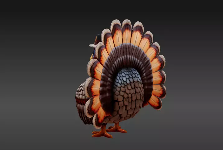 Stylized Thanksgiving Turkey 3D Model Printable Cartoon Style 3D model_1