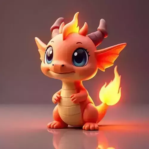Fluffernox Fire Dragon Creature 3D Model Cute Companion Low-poly 3D model Fluffernox Fire Dragon Creature 3D Model Cute Companion Low-poly 3D model
