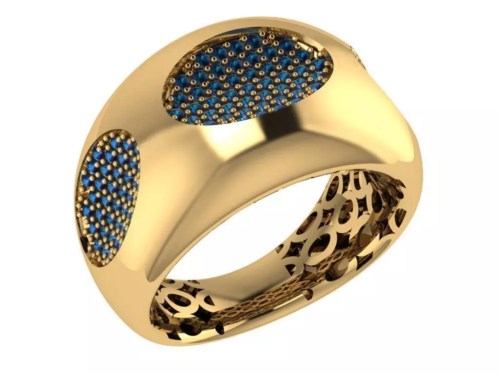 Custom Design Gold Bracelet and ring and earring full set 3D print model_3