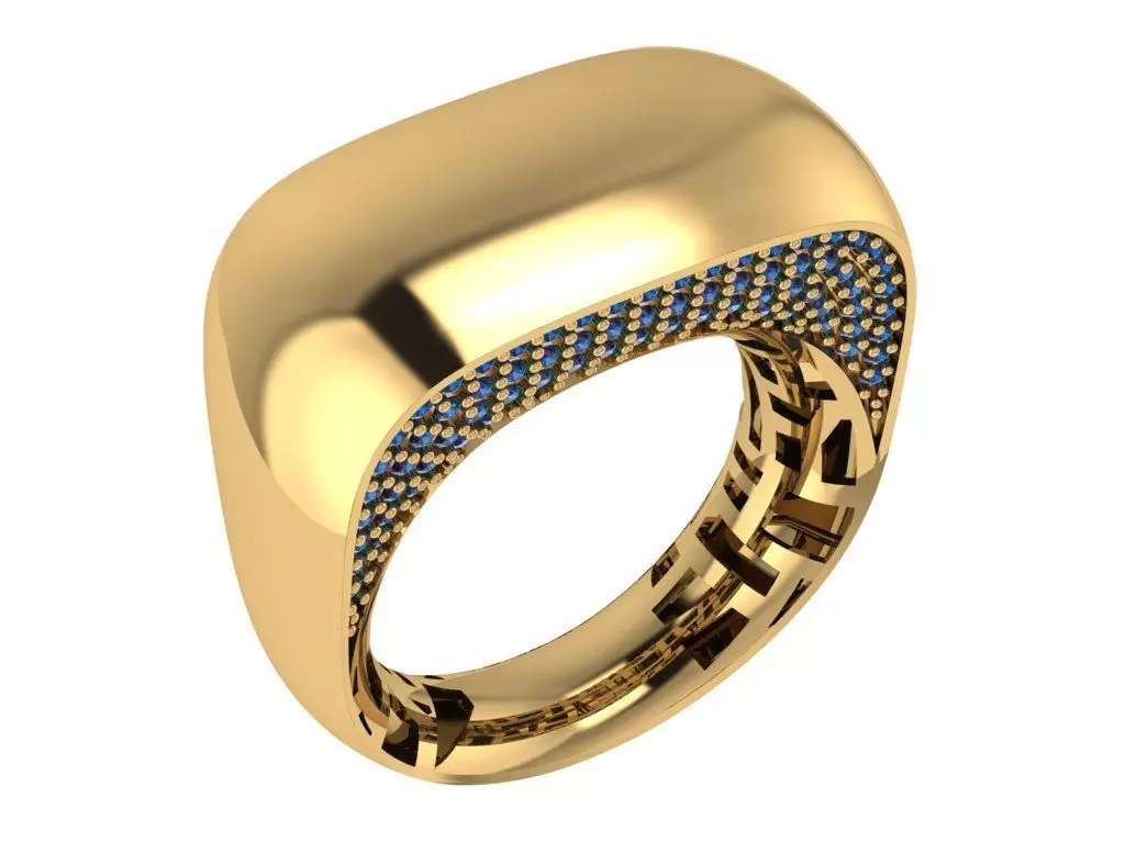 Custom Design Gold Bracelet and ring 3D print model_1