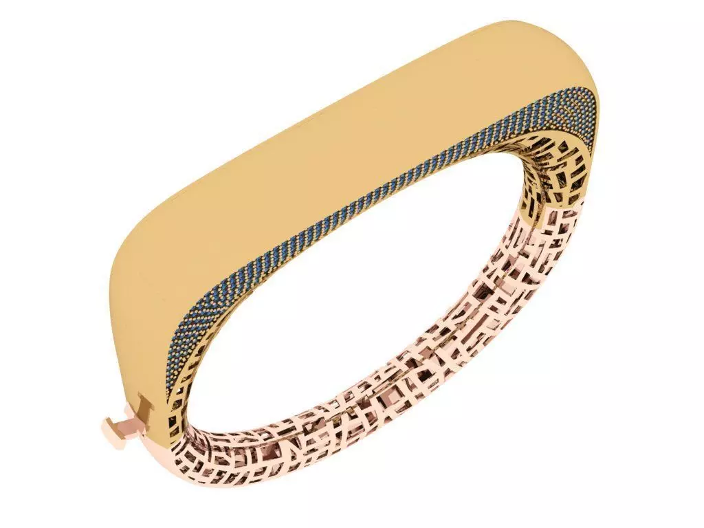 Custom Design Gold Bracelet and ring 3D print model_0