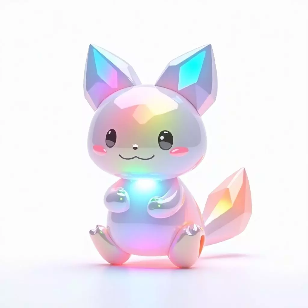 Crystelle Iridescent Crystal Fox Creature 3D Model Magical  Low-poly 3D model_0