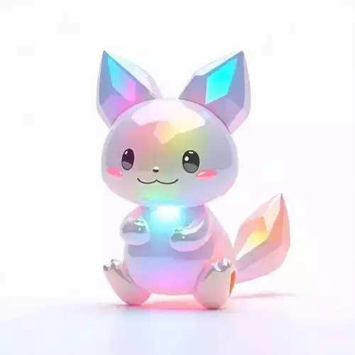 Crystelle Iridescent Crystal Fox Creature 3D Model Magical  Low-poly 3D model Crystelle Iridescent Crystal Fox Creature 3D Model Magical  Low-poly 3D model