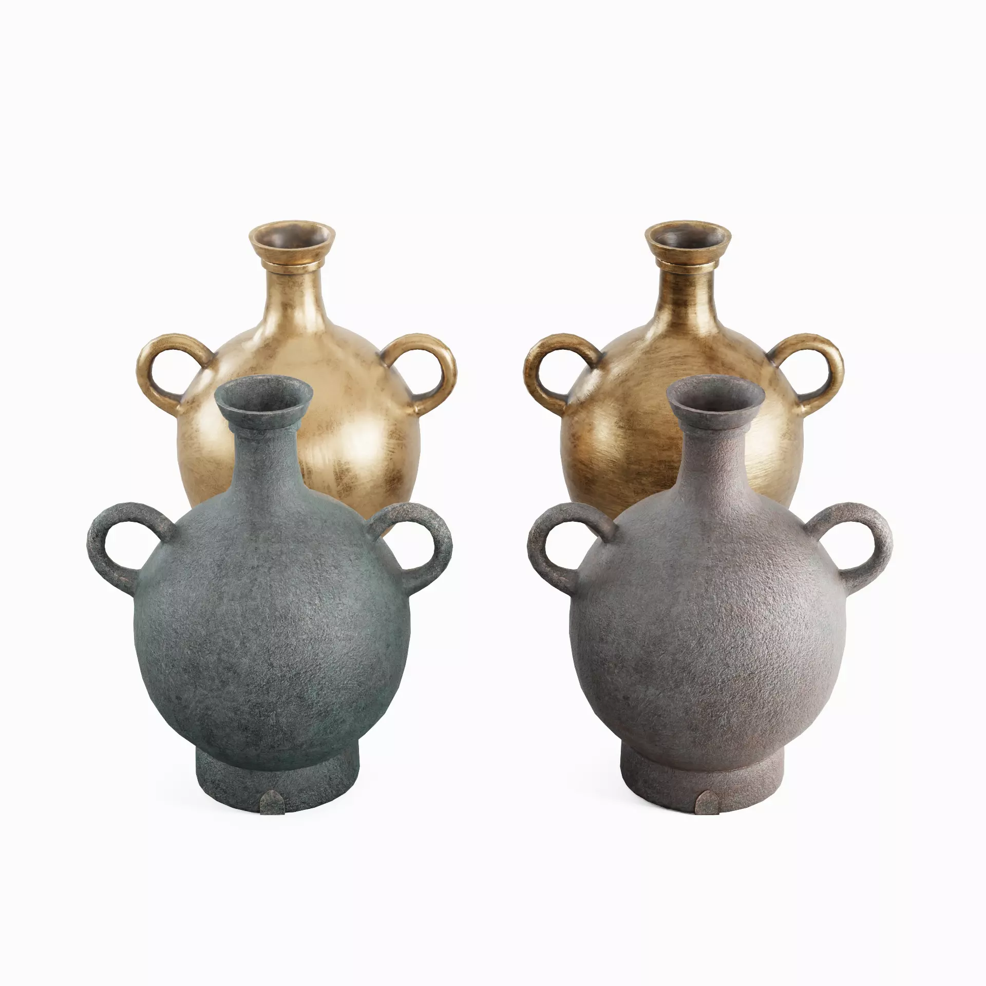 Medieval Decor Vase Set Low-poly 3D model_0