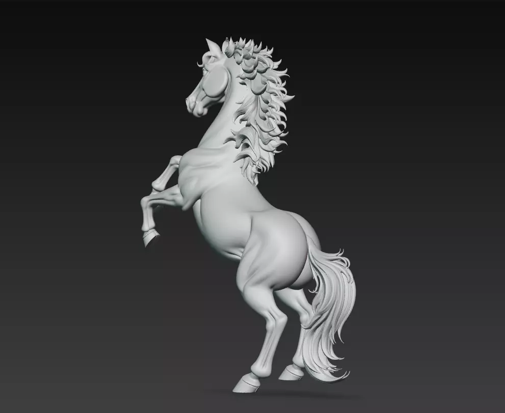 Majestic Stallion - Stylized Dynamic Horse 3D Sculpture Model 3D print model_3