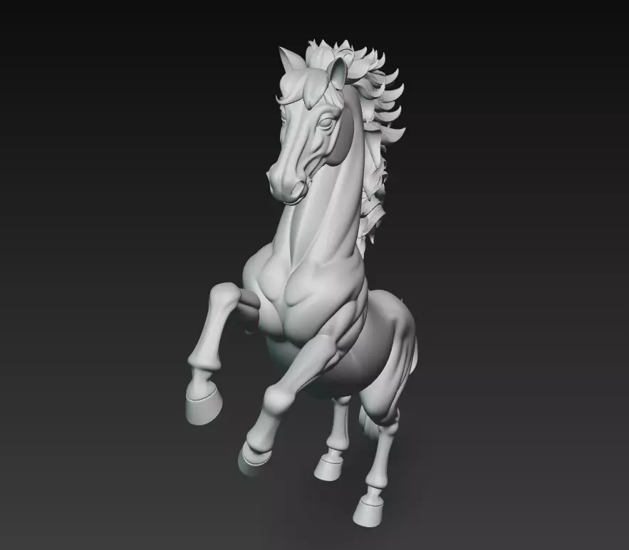 Majestic Stallion - Stylized Dynamic Horse 3D Sculpture Model 3D print model_4