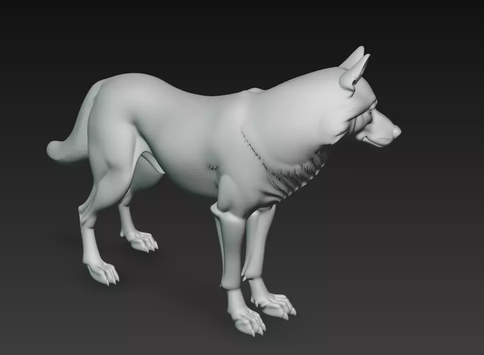 Watchful Wolf - Stylized 3D Animal Sculpture Model 3D print model_8
