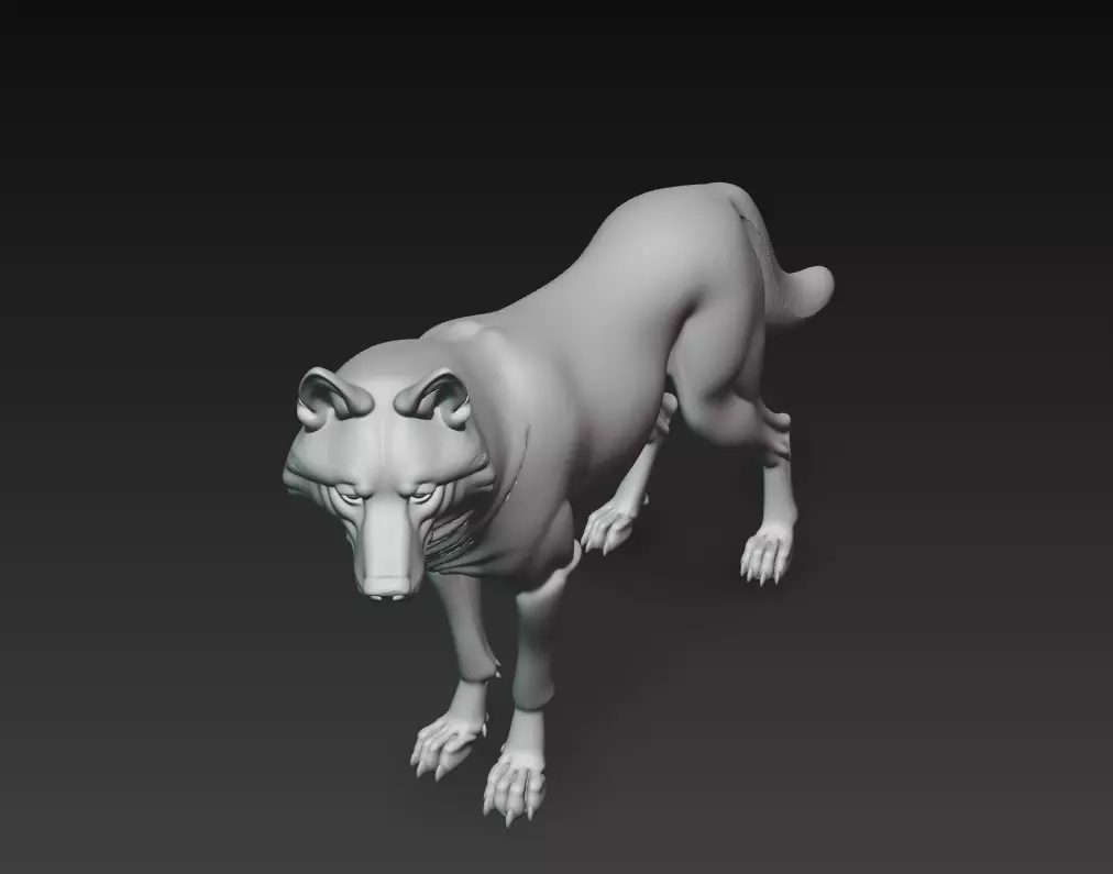 Watchful Wolf - Stylized 3D Animal Sculpture Model 3D print model_9