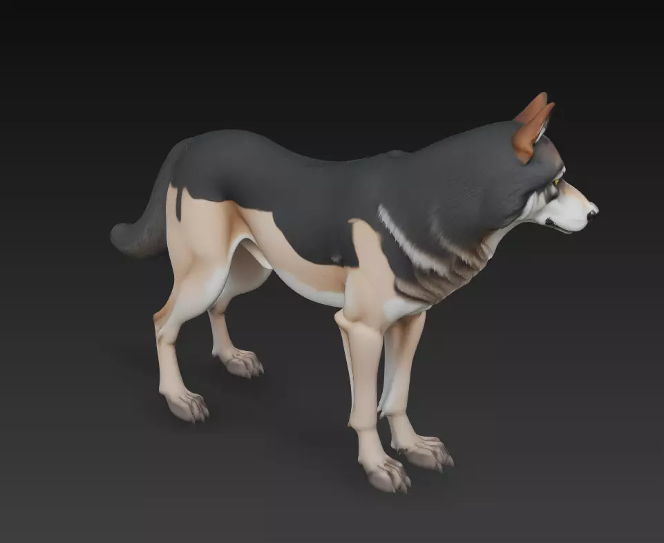 Watchful Wolf - Stylized 3D Animal Sculpture Model 3D print model_4