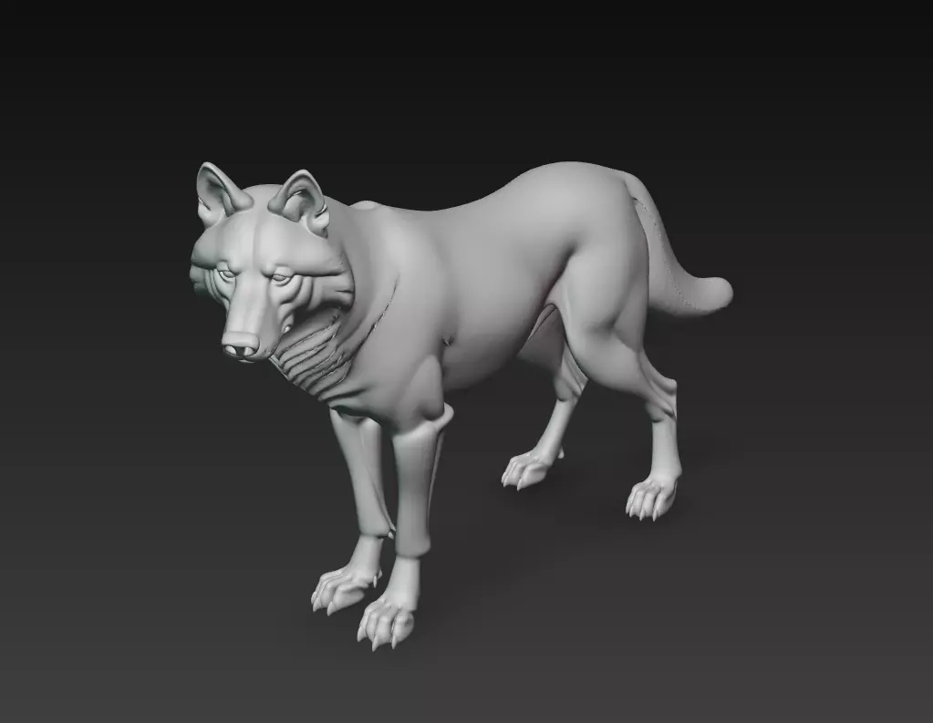 Watchful Wolf - Stylized 3D Animal Sculpture Model 3D print model_7