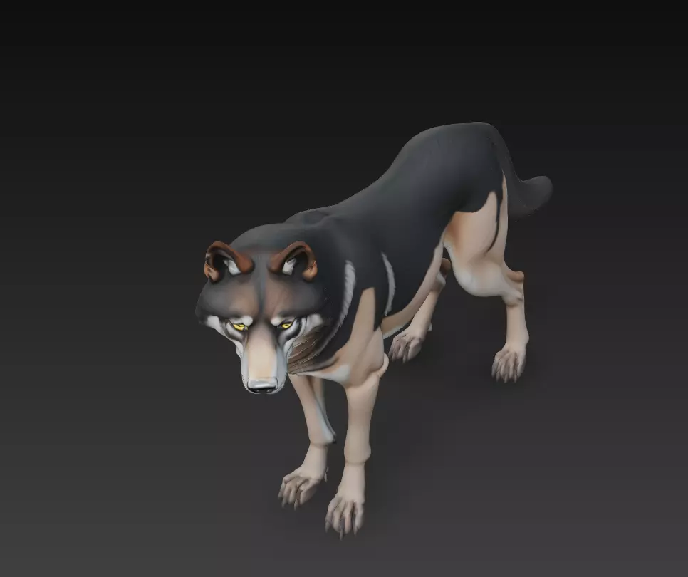 Watchful Wolf - Stylized 3D Animal Sculpture Model 3D print model_3