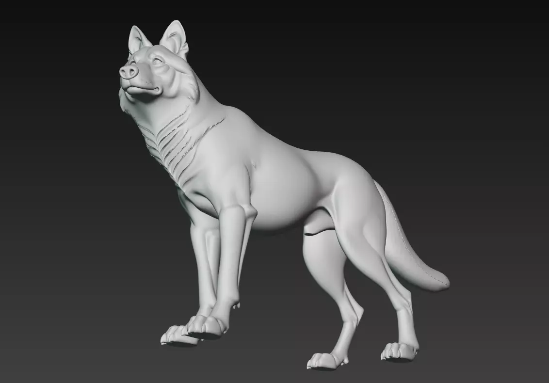 Watchful Wolf - Stylized 3D Animal Sculpture Model 3D print model_6