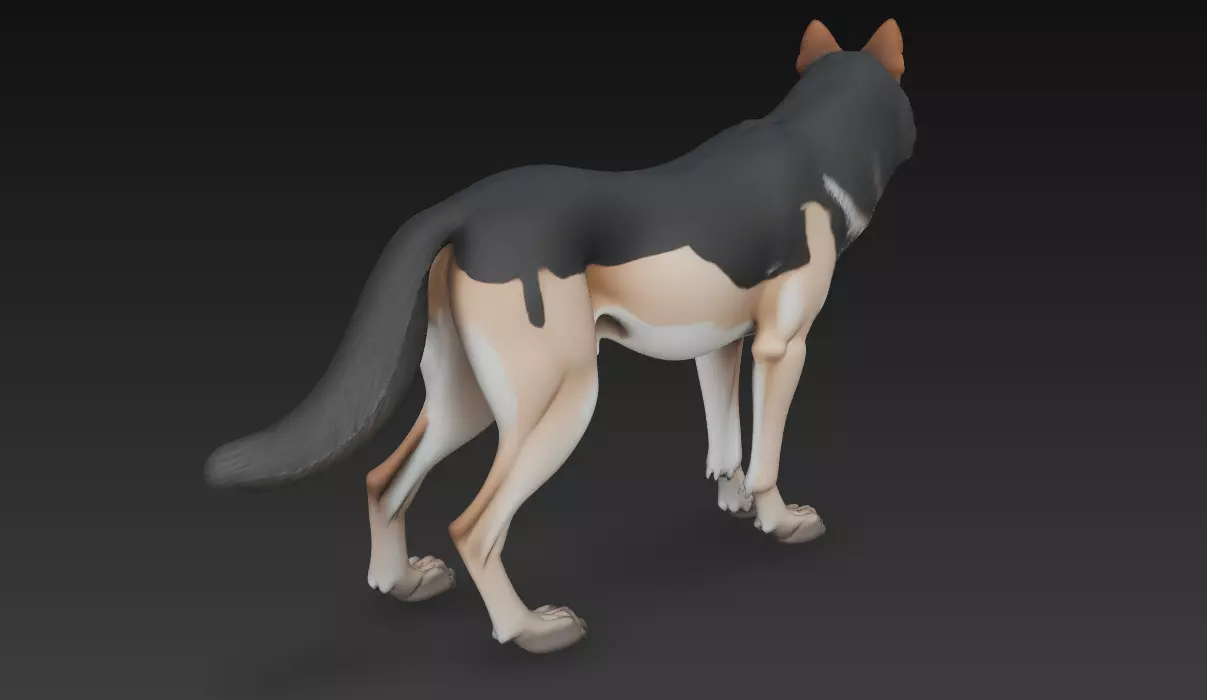 Watchful Wolf - Stylized 3D Animal Sculpture Model 3D print model_5