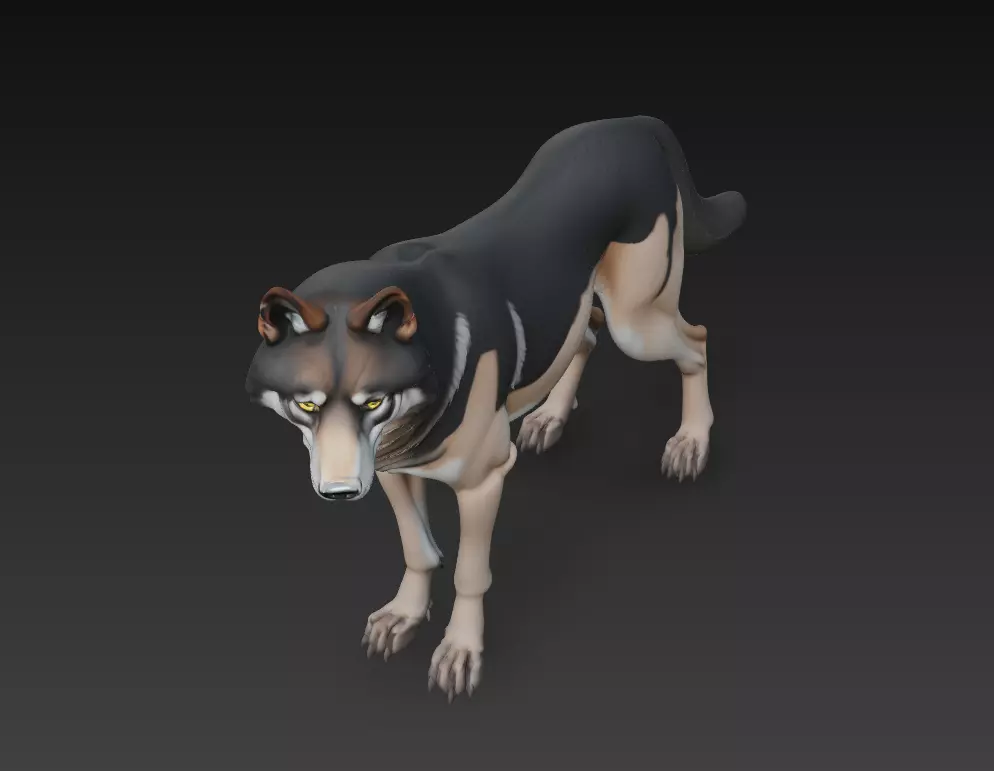 Watchful Wolf - Stylized 3D Animal Sculpture Model 3D print model_1