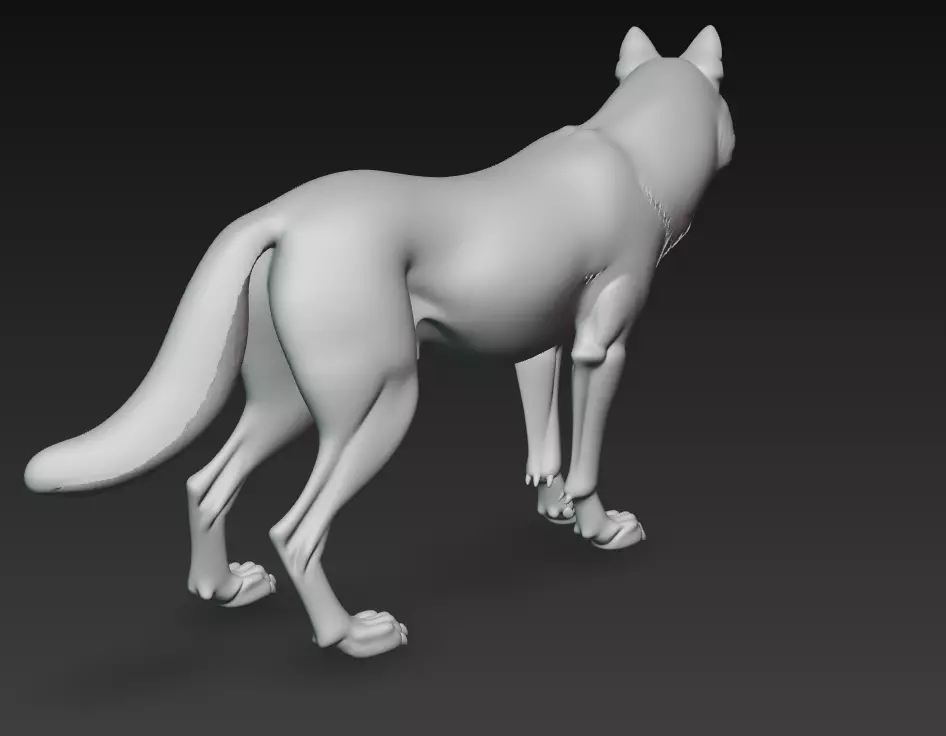Watchful Wolf - Stylized 3D Animal Sculpture Model 3D print model_10
