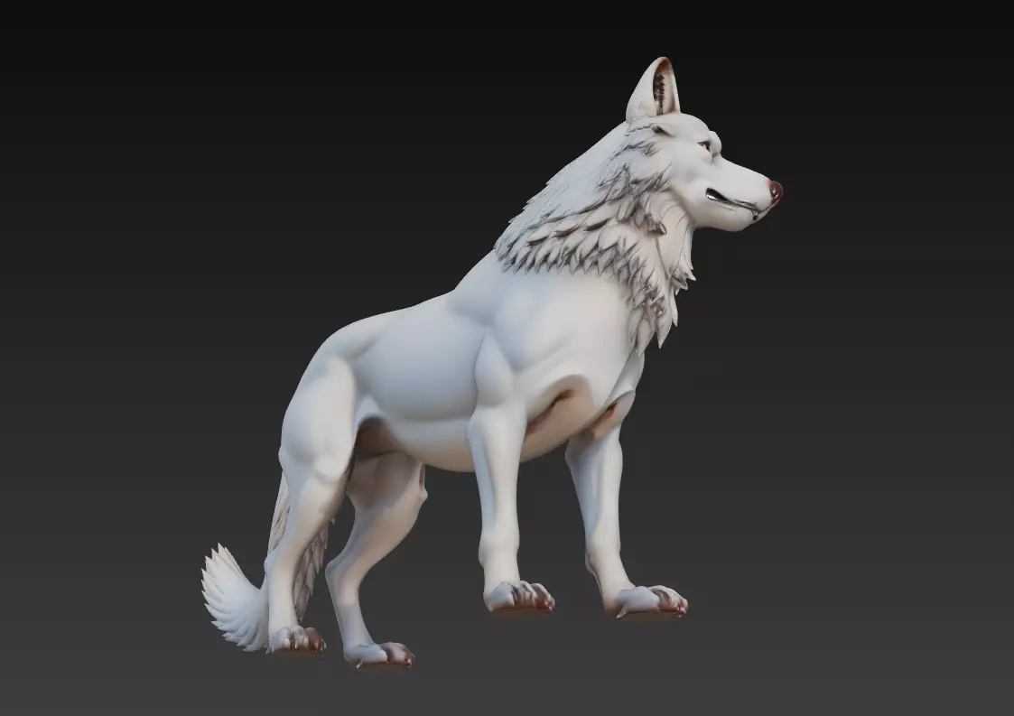 Lone Alpha Wolf - Realistic 3D Animal Sculpture Model 3D print model_9