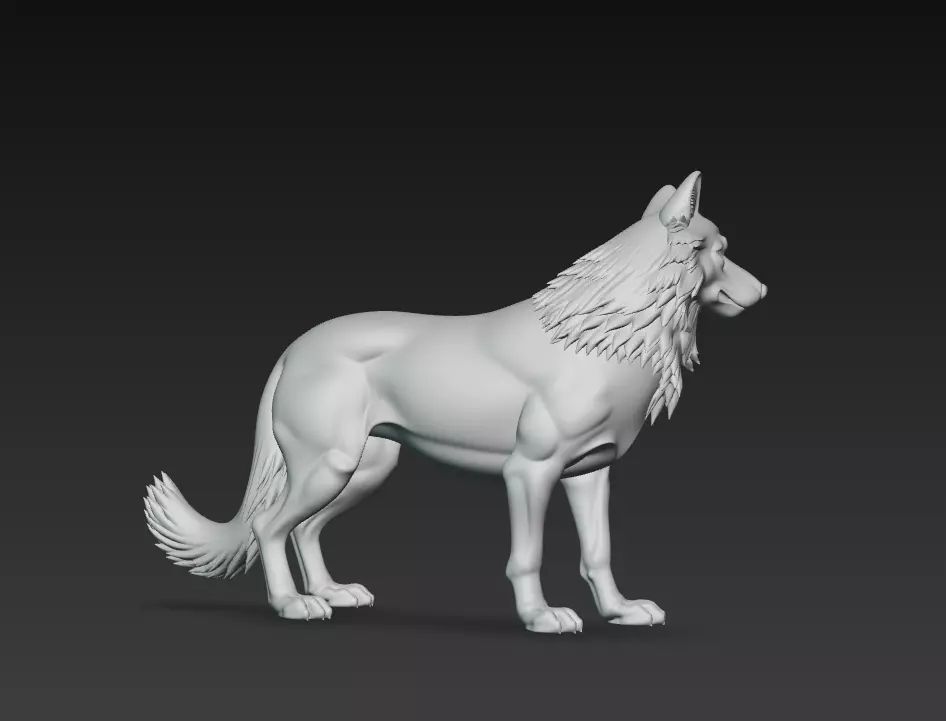 Lone Alpha Wolf - Realistic 3D Animal Sculpture Model 3D print model_6