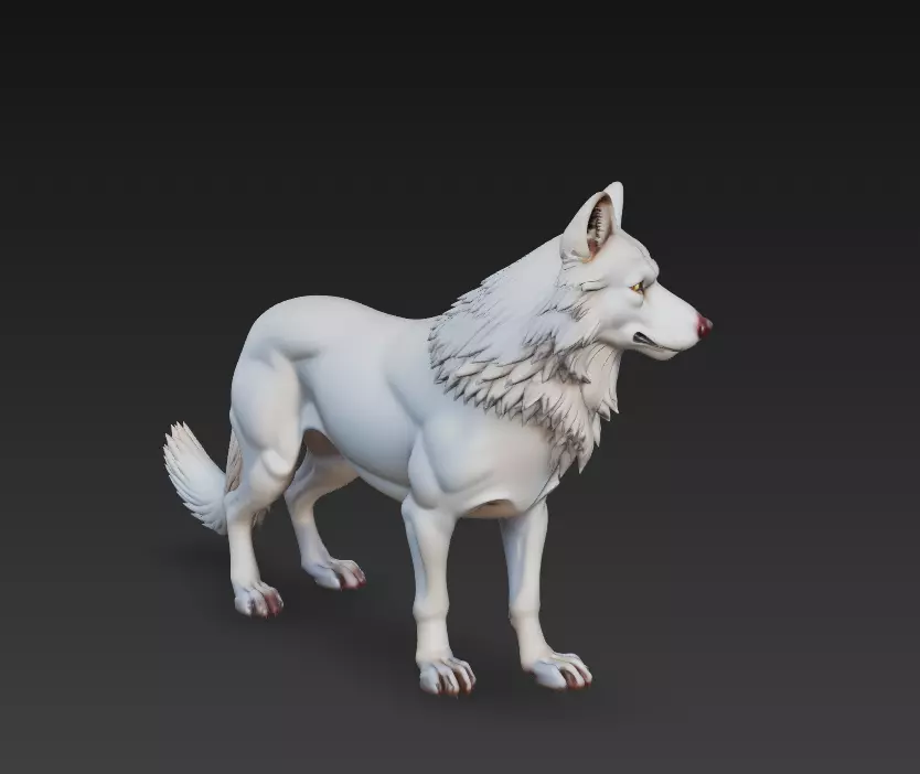 Lone Alpha Wolf - Realistic 3D Animal Sculpture Model 3D print model_4