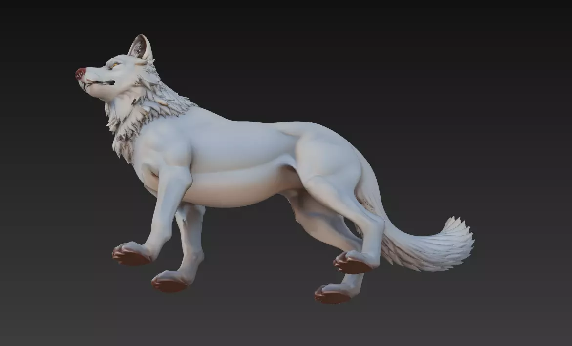 Lone Alpha Wolf - Realistic 3D Animal Sculpture Model 3D print model_3