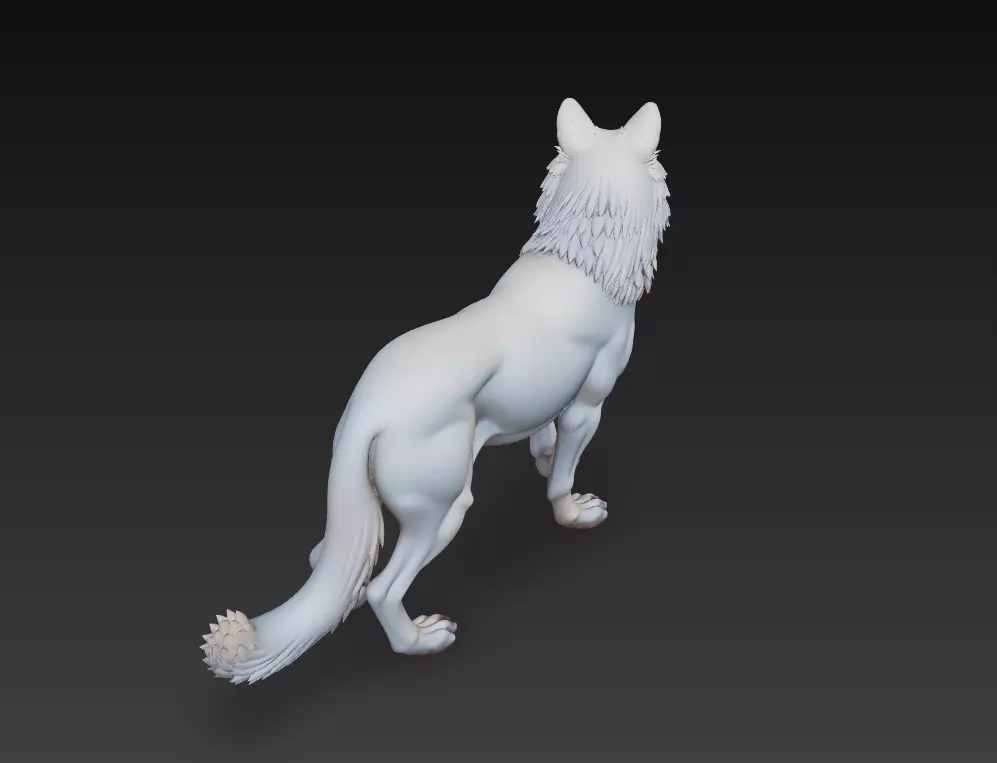 Lone Alpha Wolf - Realistic 3D Animal Sculpture Model 3D print model_7