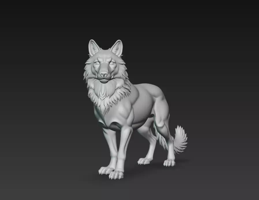 Lone Alpha Wolf - Realistic 3D Animal Sculpture Model 3D print model_5