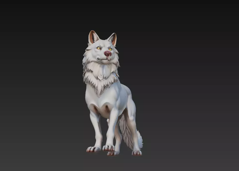 Lone Alpha Wolf - Realistic 3D Animal Sculpture Model 3D print model_1