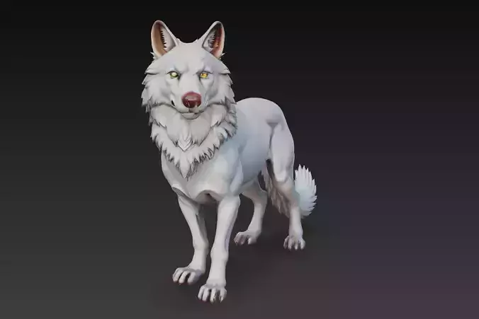 Lone Alpha Wolf - Realistic 3D Animal Sculpture Model