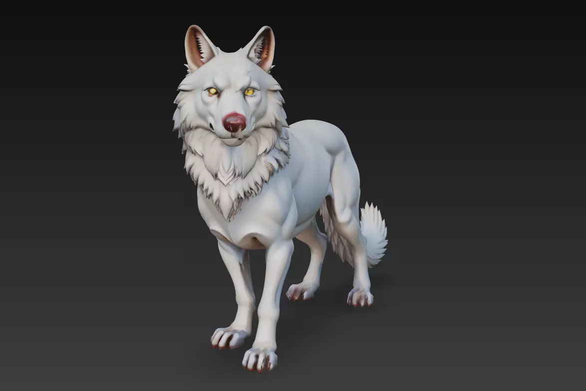 Lone Alpha Wolf - Realistic 3D Animal Sculpture Model 3D print model_0