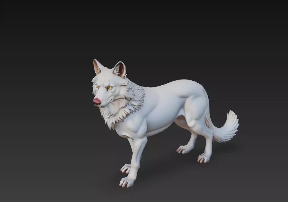 Lone Alpha Wolf - Realistic 3D Animal Sculpture Model 3D print model_2