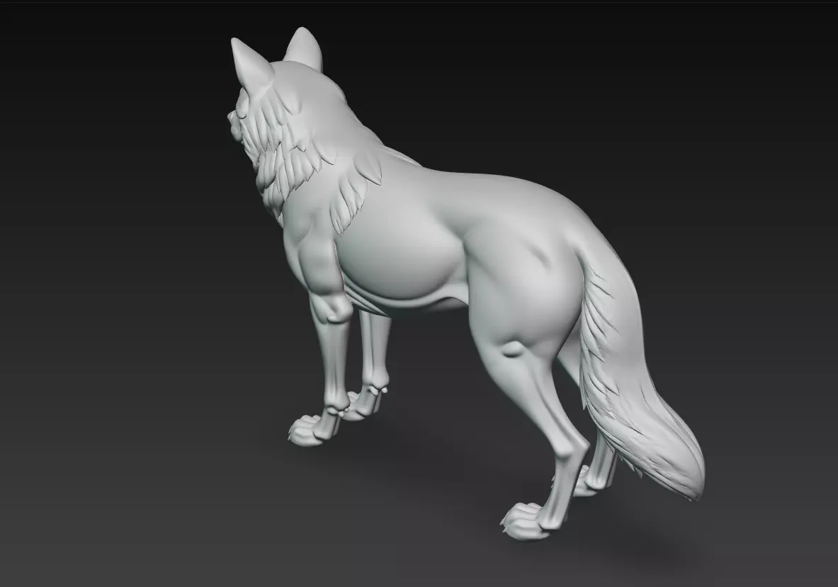 Alpha Wolf Sculpture - Detailed Animal 3D Model 3D print model_10