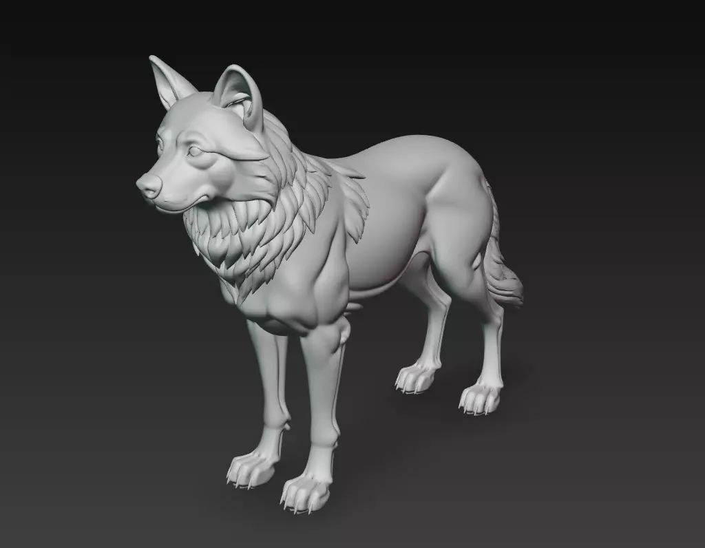 Alpha Wolf Sculpture - Detailed Animal 3D Model 3D print model_7