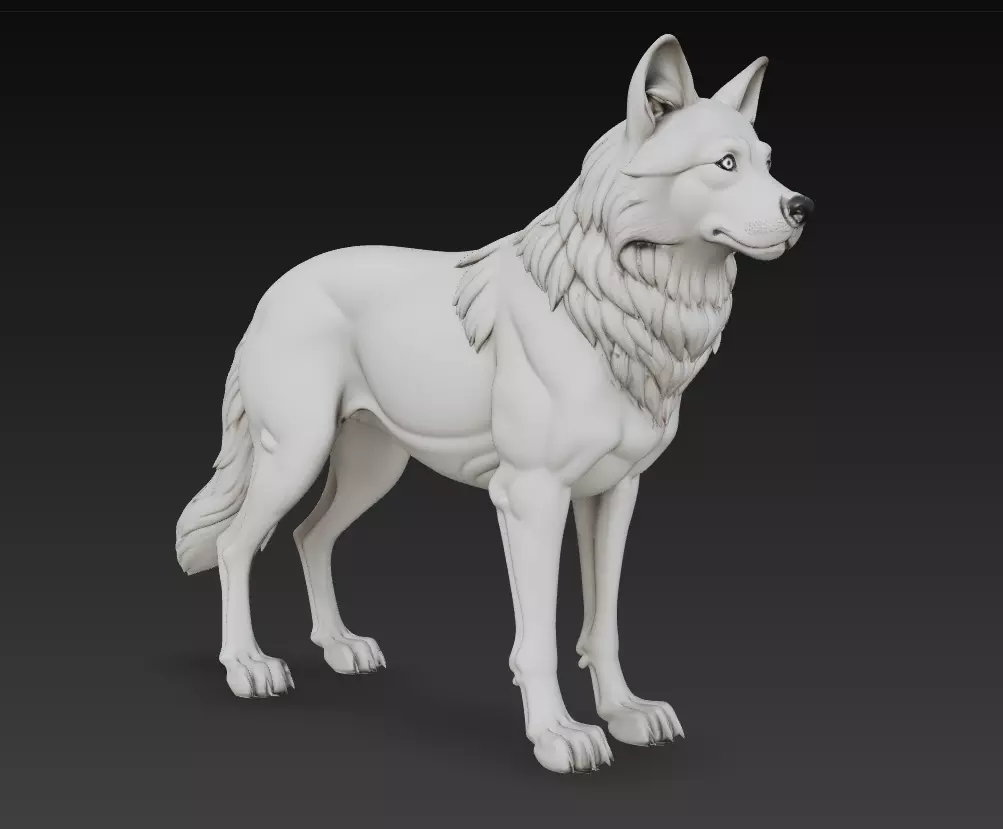 Alpha Wolf Sculpture - Detailed Animal 3D Model 3D print model_3
