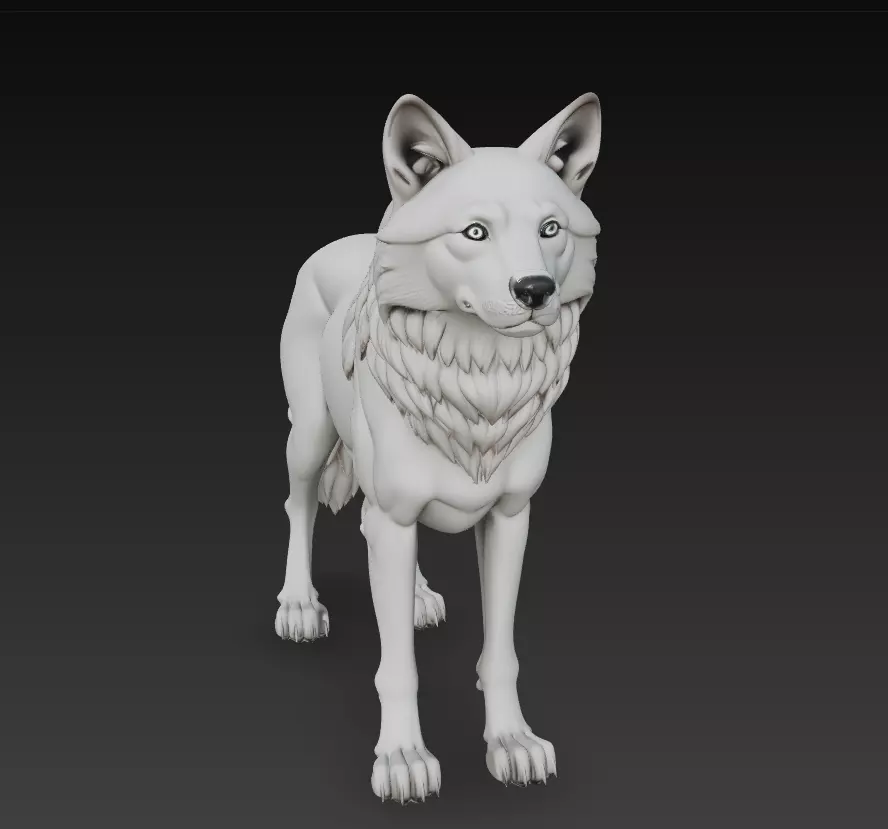 Alpha Wolf Sculpture - Detailed Animal 3D Model 3D print model_1