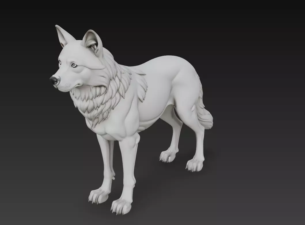 Alpha Wolf Sculpture - Detailed Animal 3D Model 3D print model_0